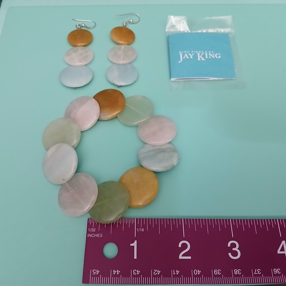 Jay King Multi-Color Disc Stone Bracelet and Earrings Set - Picture 2 of 3